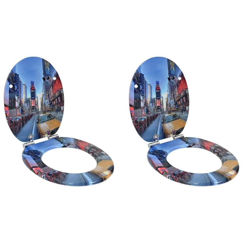 Load image into Gallery viewer, Vidaxl zachte sluit toiletbril 2 pcs multikleur 44 x 38 cm mdf-plaat