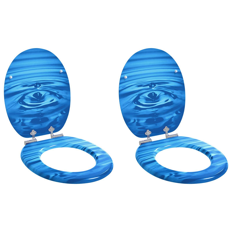 Load image into Gallery viewer, Vidaxl zachte sluit toiletbril 2 pcs blauwe druppel 44 x 38 cm