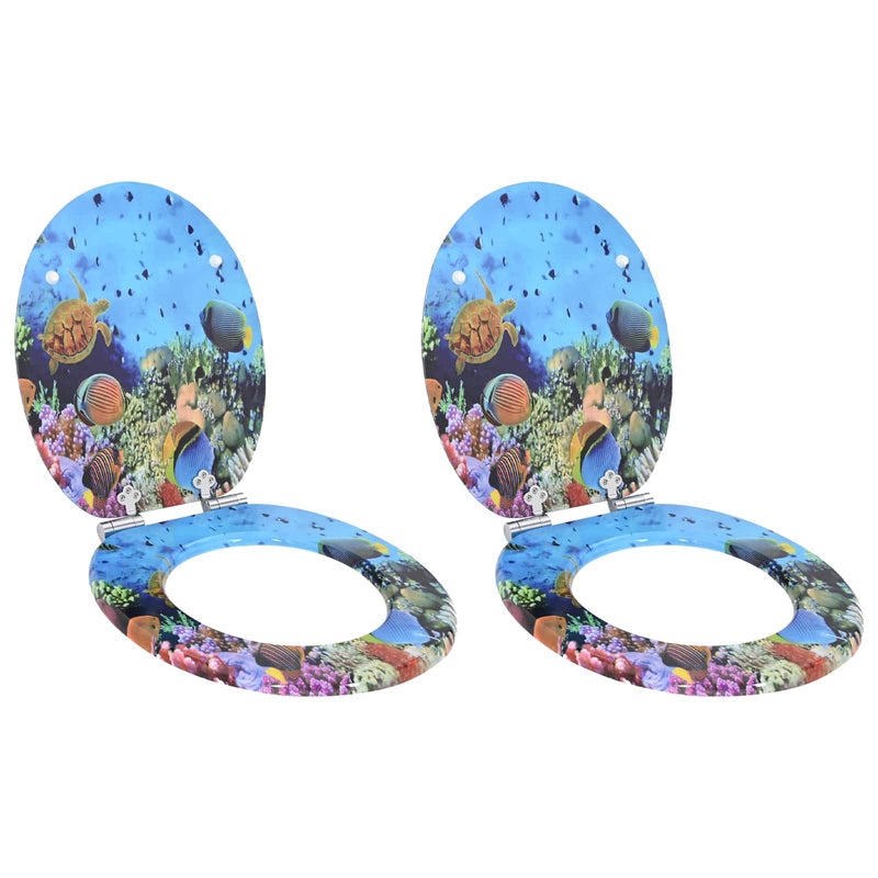 Load image into Gallery viewer, Vidaxl zachte sluit toiletbril 2 pcs diep zee blauw 44 x 38 cm