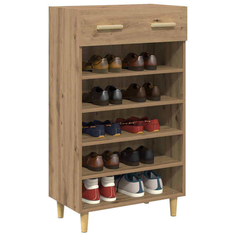 Load image into Gallery viewer, Vidaxl schoenenkast ambachtelijk eiken 60 x 35 x 105 cm bewerkt hout