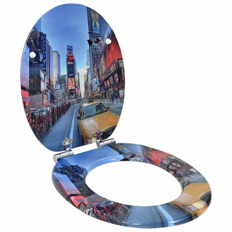 Load image into Gallery viewer, Vidaxl zachte sluit toiletbril multikleur 44 x 38 cm mdf-plaat