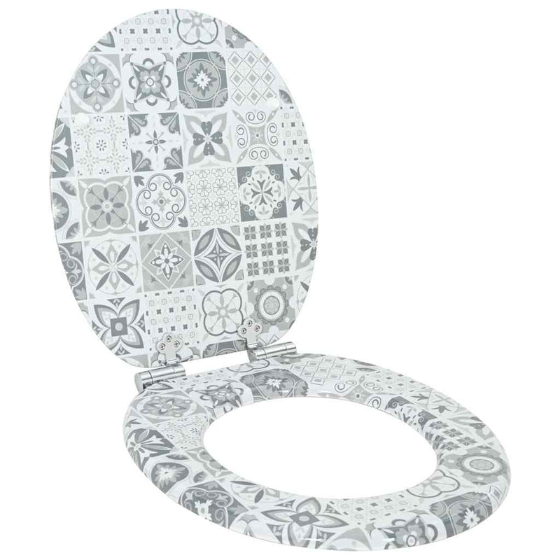 Load image into Gallery viewer, Vidaxl zachte sluit toiletbril blauw en wit porselein 44 x 38 cm