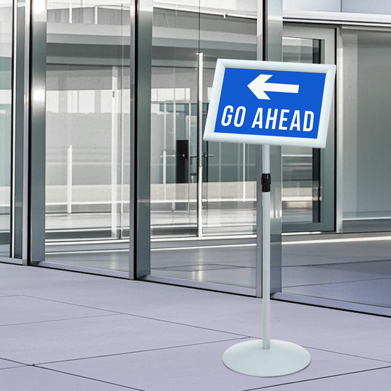 Load image into Gallery viewer, Vidaxl pedestal posterstand zilver 33 x 33 x 126 cm pvc en staal