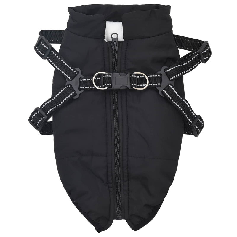 Load image into Gallery viewer, Vidaxl hondenjas met harnas zwart m fleece en polyester