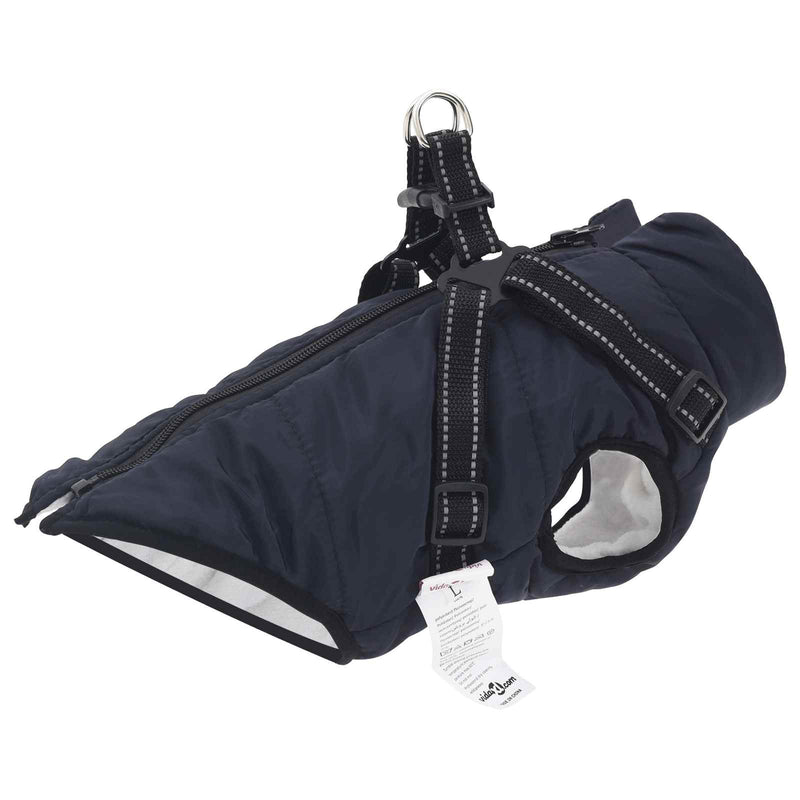 Load image into Gallery viewer, Vidaxl hondenjas met harnas marineblauw 2xl fleece en polyester