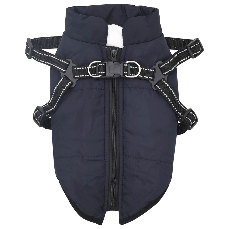 Load image into Gallery viewer, Vidaxl hondenjas met harnas marineblauw 2xl fleece en polyester