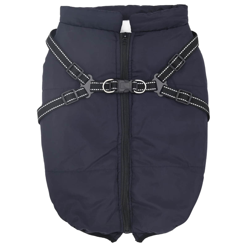Load image into Gallery viewer, Vidaxl hondenjas met harnas marineblauw 5xl fleece en polyester