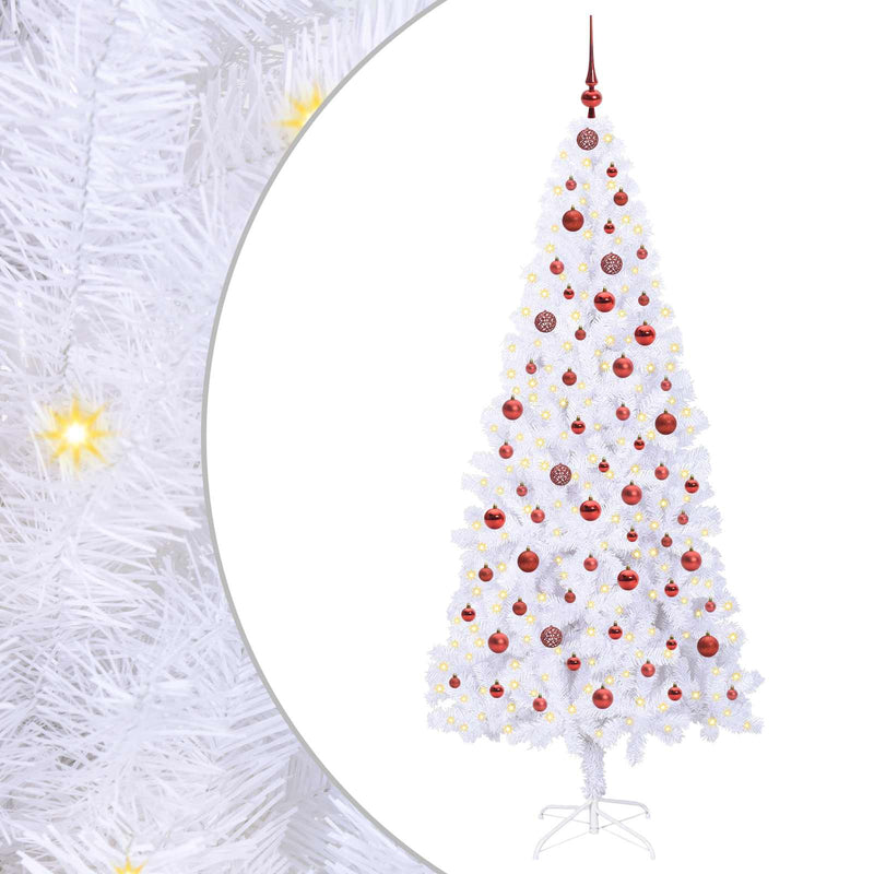 Load image into Gallery viewer, Vidaxl kunstkerstboom met 300 led wit 210 cm pvc en staal