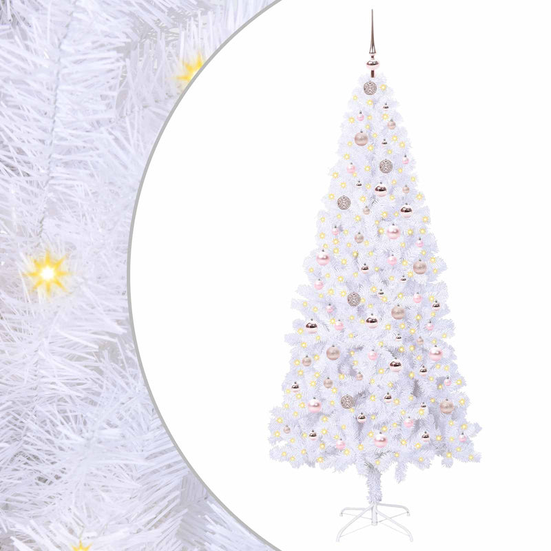 Load image into Gallery viewer, Vidaxl kunstkerstboom met 300 led wit 210 cm pvc en staal