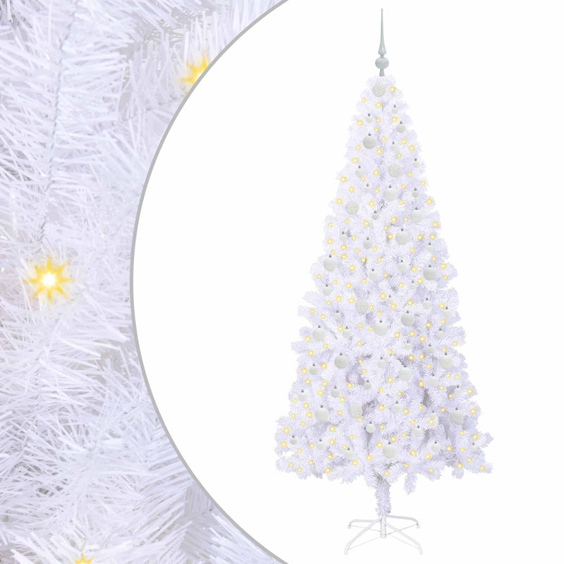 Load image into Gallery viewer, Vidaxl kunstkerstboom met 300 led wit 210 cm pvc en staal