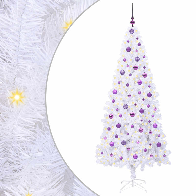 Load image into Gallery viewer, Vidaxl kunstkerstboom met 300 led wit 210 cm pvc en staal