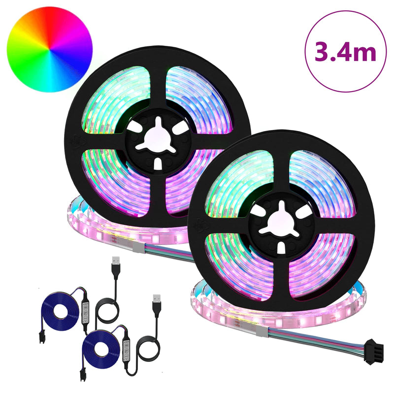Load image into Gallery viewer, Vidaxl led-strip 2 pcs zwart en transparant 1700 mm koper en kunststof