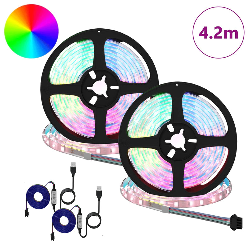 Load image into Gallery viewer, Vidaxl led-strip 2 pcs zwart en transparant 210 x 0,8 x 0,3 cm