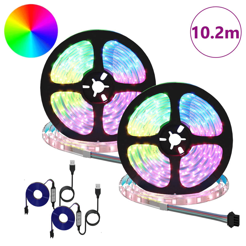 Load image into Gallery viewer, Vidaxl led-strip 2 pcs zwart en transparant 5100 mm koper en kunststof