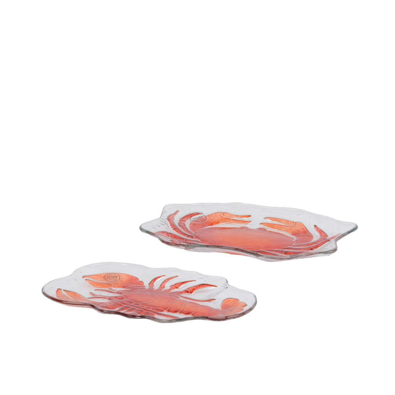Afbeelding laden in galerijviewer, Decoris bord zeedier glas 17,5x26,5x2,5cm 2 assorti