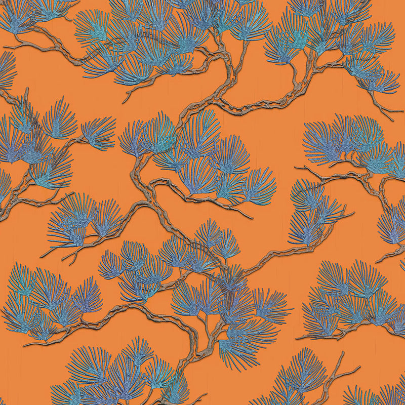 Load image into Gallery viewer, DUTCH WALLCOVERINGS DUTCH WALLCOVERINGS Behang Pine Tree blauw en oranje