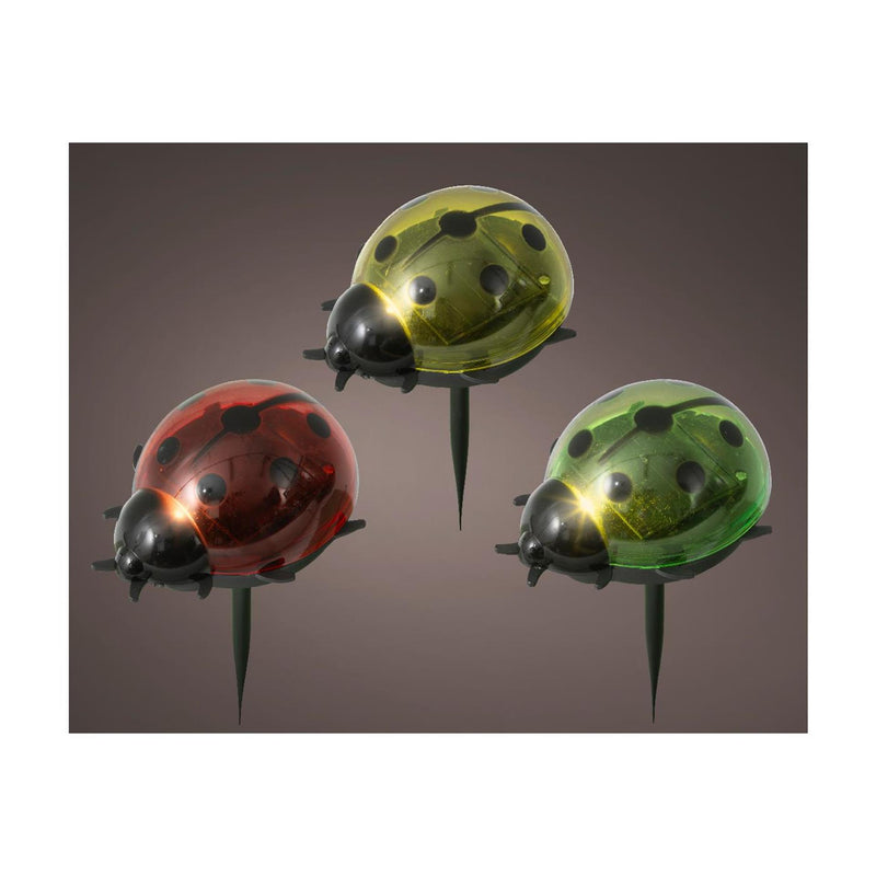 Load image into Gallery viewer, Lumineo solar steeklamp lieveheersbeestje plastic 6x8x14cm 3 assorti