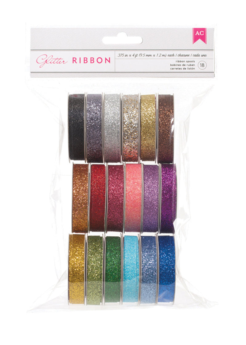 Load image into Gallery viewer, American crafts • glitter ribbon value pack 18 spools