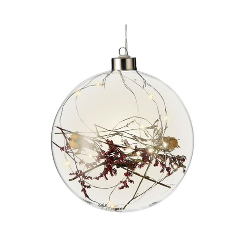 Load image into Gallery viewer, Lumineo micro led verlichting bal met droogbloemen ã˜14cm op batterij met 6 uurs timer voor binnen gebruik