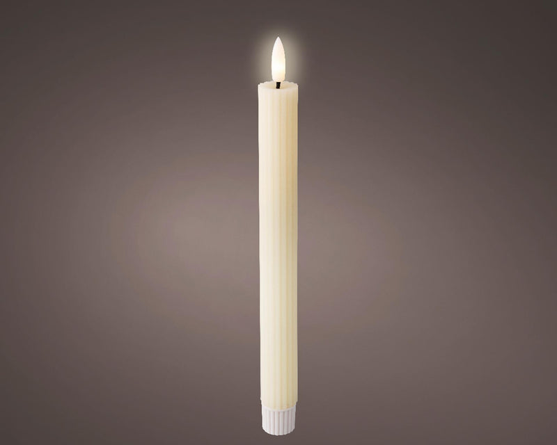 Afbeelding laden in galerijviewer, Lumineo dinerkaarsen 2-delig met flikkerende vlame creme dia2x24,5cm was met 6 uur timer