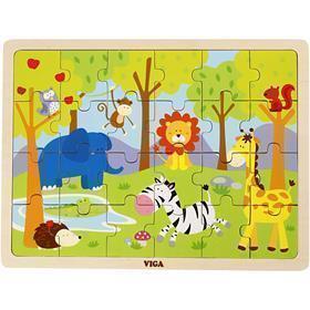 Afbeelding laden in galerijviewer, Https: www.cchobby.nl viga-houten-legpuzzels-safari-dieren-afm-30x22-5-cm-24-delen-1-stuk