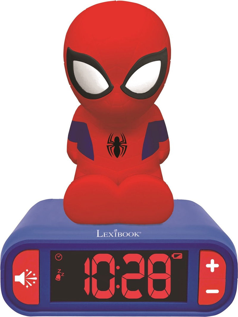 Load image into Gallery viewer, Lexibook wekker met nachtlampje 3d-ontwerp spiderman en geluidseffecten