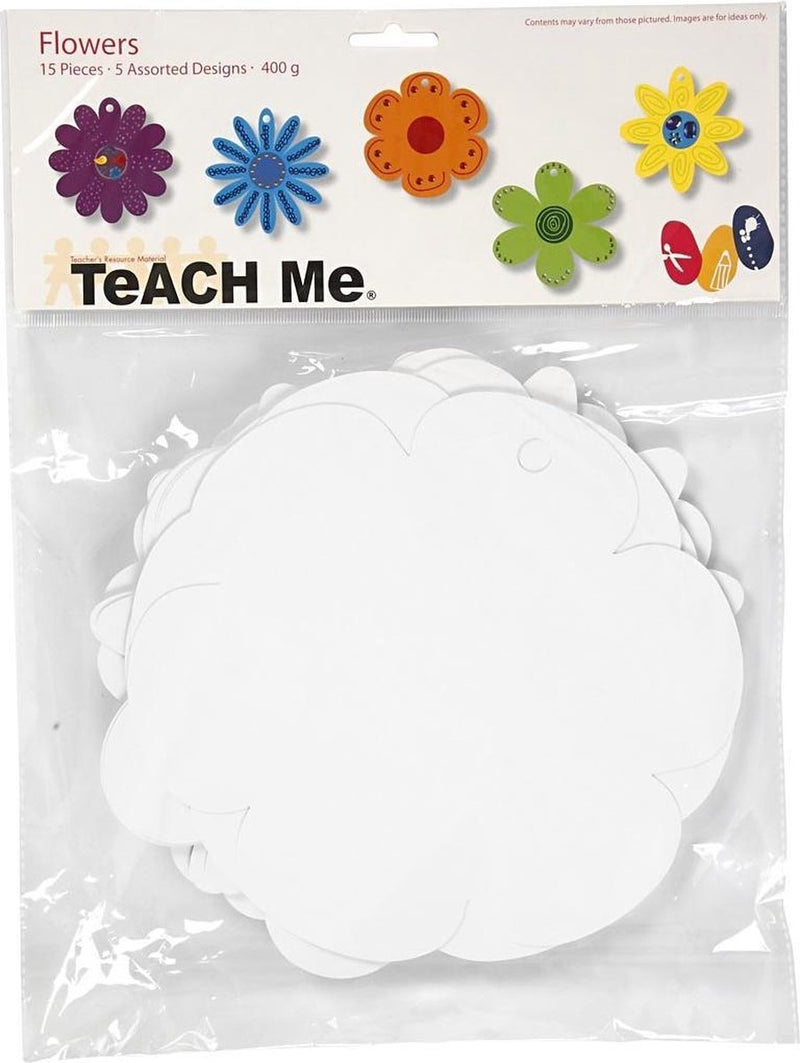 Load image into Gallery viewer, Creotime knutselset flowers 20 cm karton wit 15 stuks