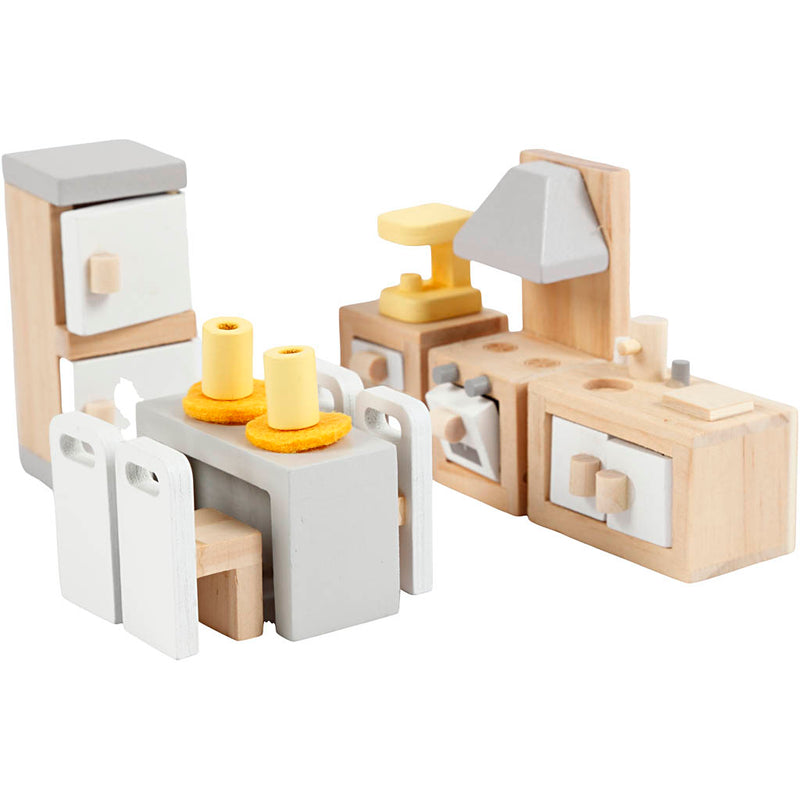 Afbeelding laden in galerijviewer, Https: www.cchobby.nl viga-meubilair-voor-poppenhuis-keuken-afm-2x2x7-5-cm-9-onderdelen-1-set