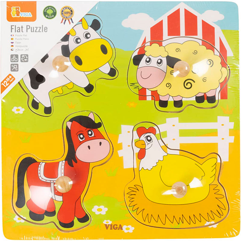Afbeelding laden in galerijviewer, Https: www.cchobby.nl viga-houten-knoppuzzels-boerderijdieren-afm-22x22-cm-4-delen-1-stuk