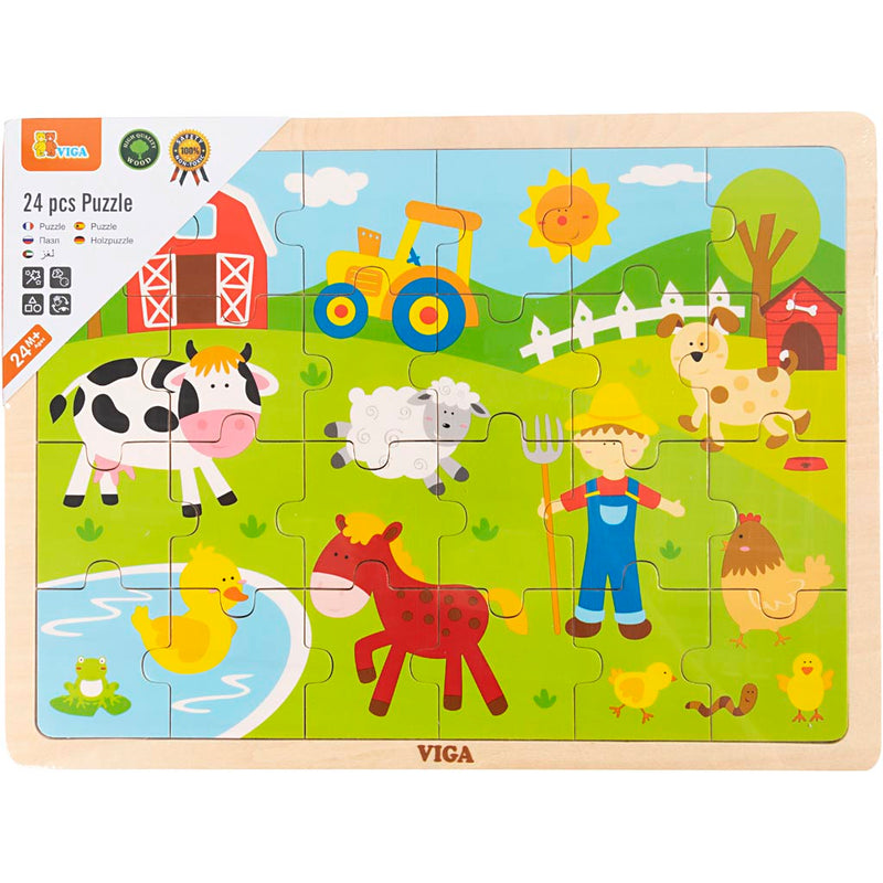 Afbeelding laden in galerijviewer, Https: www.cchobby.nl viga-houten-legpuzzels-boerderijdieren-afm-30x22-5-cm-24-delen-1-stuk
