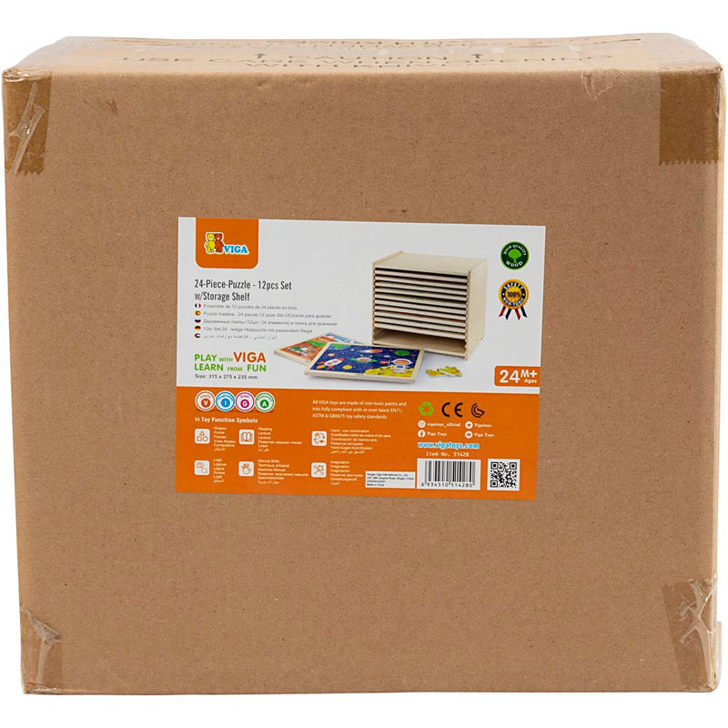 Afbeelding laden in galerijviewer, Https: www.cchobby.nl viga-puzzelrek-met-12-puzzels-h-275-l-315-mm-b-235-mm-afm-31x27x23-cm-12x24-delen-12-onderdelen-1-set