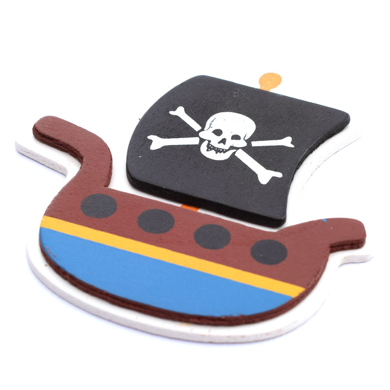 Load image into Gallery viewer, Darice • painted wood shapes piratenboot 9,5x8,9x0,5cm