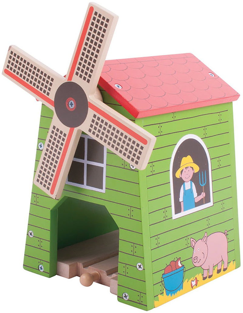 Load image into Gallery viewer, Bigjigs houten treinbaan windmolen