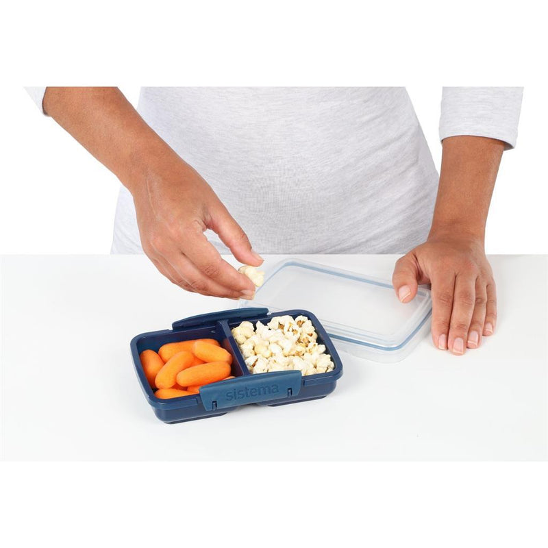 Load image into Gallery viewer, Sistema snack meeneem doos 2 vakken 350 ml assorti blauw lichtblauw