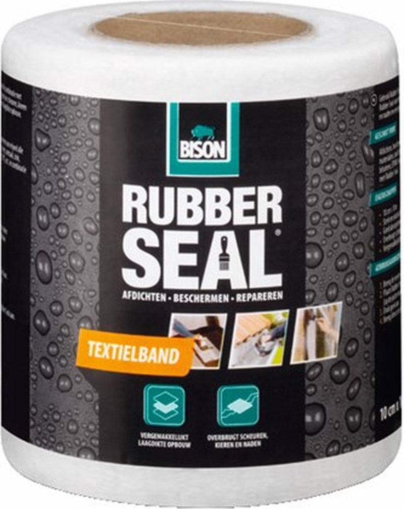 Load image into Gallery viewer, Bison rubber seal textielband - afdichten beschermen en repareren, textieltape 10 cm x 10 m, werkt goed met rubber seal, oppervlakken waterdicht maken
