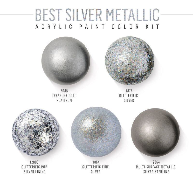 Load image into Gallery viewer, Folkart • acrylic paint color kit best silver metallic 5pcs