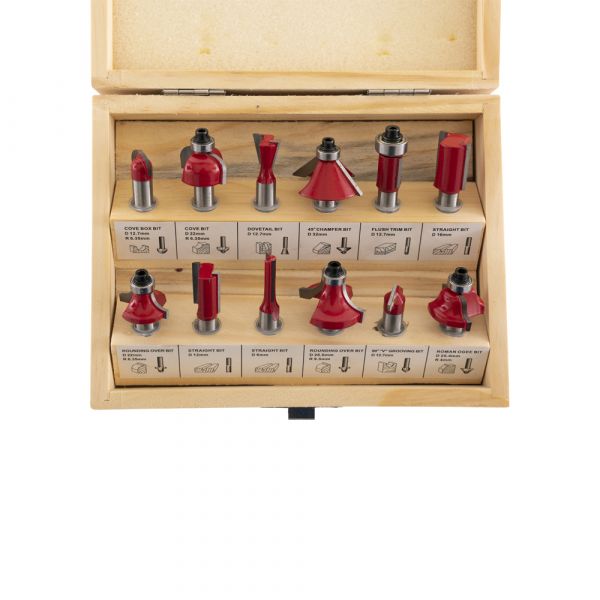 Load image into Gallery viewer, Bovenfreesset 12-delig houten box