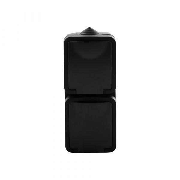 Load image into Gallery viewer, Ac conttdoos opbouw - 2-voudig - verticaal - zwart