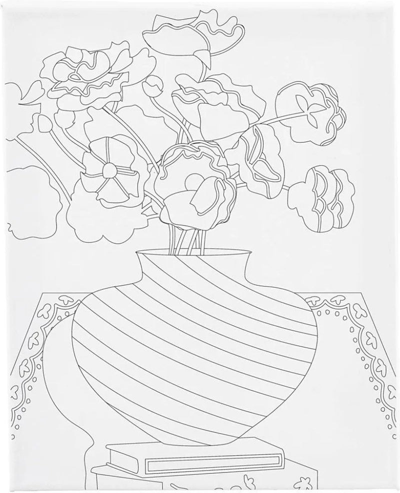 Afbeelding laden in galerijviewer, Creativ company schildercanvas met print boeket in vaas - 24x30cm