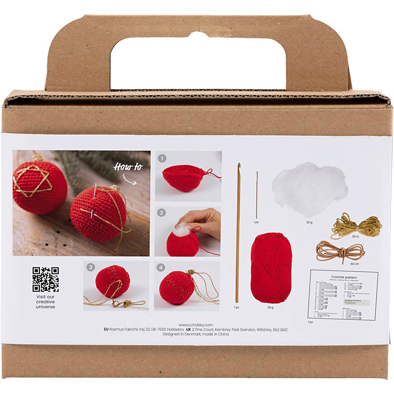Afbeelding laden in galerijviewer, Https: www.cchobby.nl hobbyset-haken-kerstballen-rood-1-doos