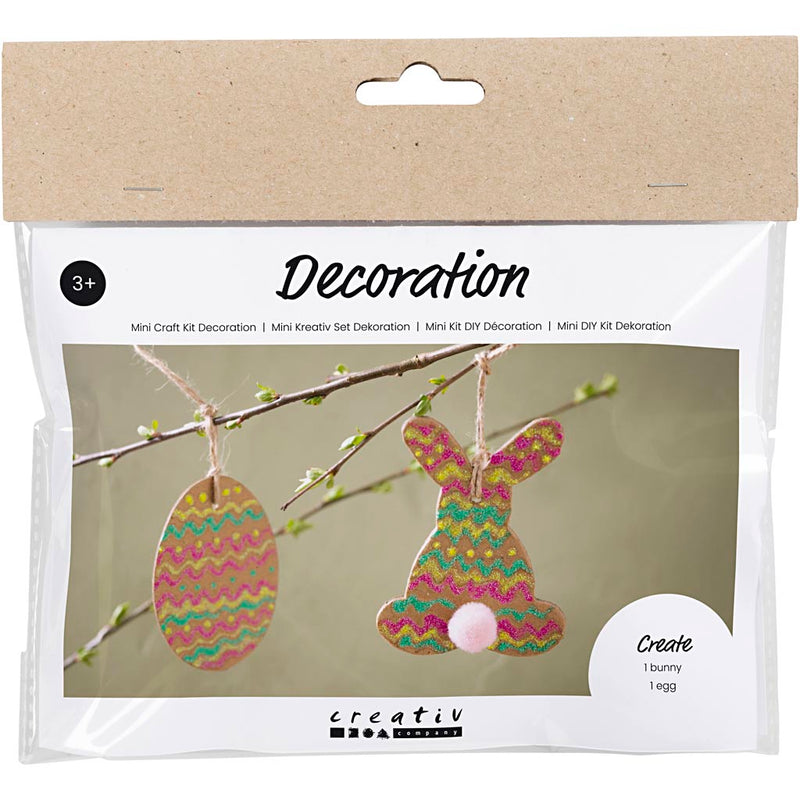 Load image into Gallery viewer, Creativ company https: www.cchobby.nl mini-hobbyset-decoratie-ei-en-konijn-bruin-groen-roze-geel-1-doos