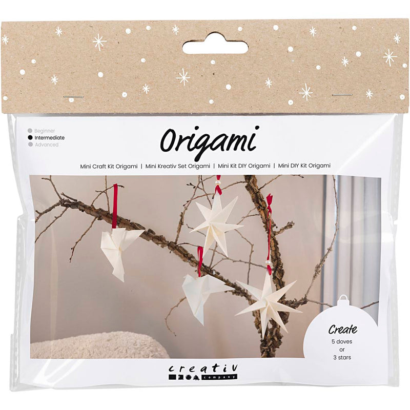 Afbeelding laden in galerijviewer, Https: www.cchobby.nl mini-hobbyset-origami-duiven-sterren-donkerrood-off-white-1-doos