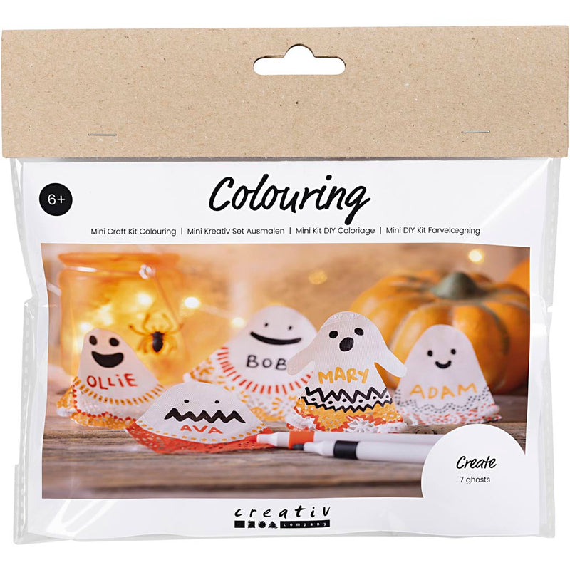 Afbeelding laden in galerijviewer, Https: www.cchobby.nl mini-hobbyset-inkleuren-spookjes-zwart-lichtoranje-mid-oranje-wit-1-doos