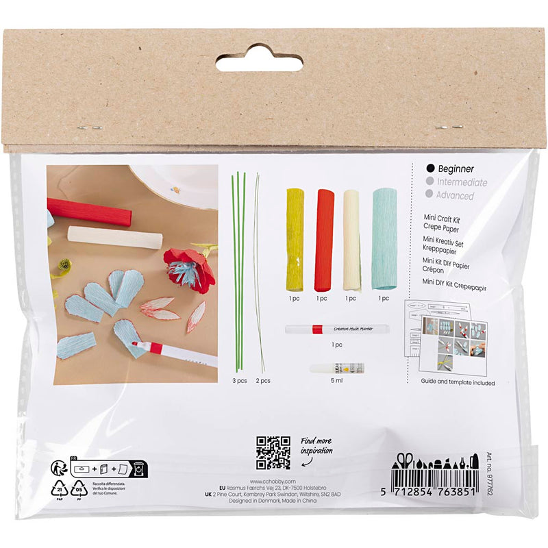 Load image into Gallery viewer, Creativ company mini hobbyset bloemen van crepepapier pastelkleuren