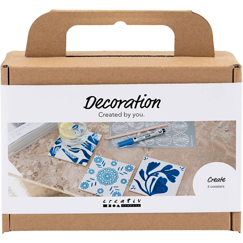 Load image into Gallery viewer, Creativ company mini hobbyset decoratie porseleinen onderzetters blauw