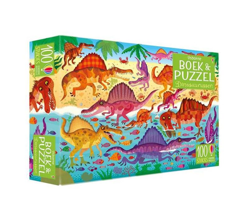 Load image into Gallery viewer, Usborne dinosaurussen boek en puzzel