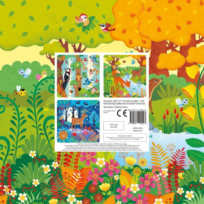 Load image into Gallery viewer, Boek met 3 puzzels, dieren in het bos 3+