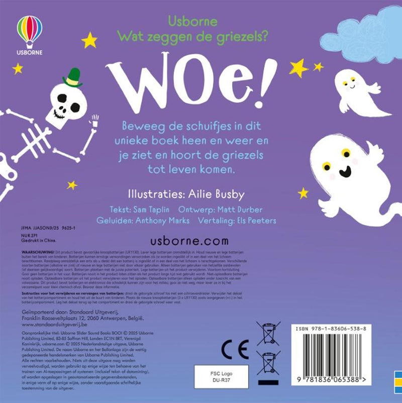 Load image into Gallery viewer, Kartonboek:wat zeggen de griezels? woe!