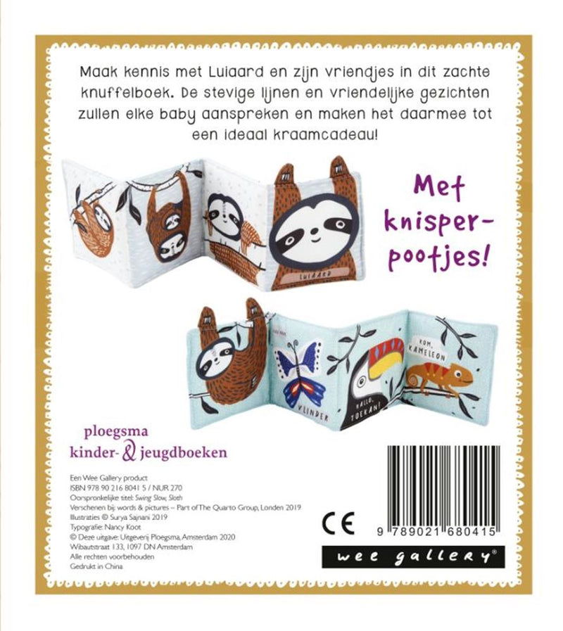 Load image into Gallery viewer, Wee gallery stoffen knuffelboekje luiaar