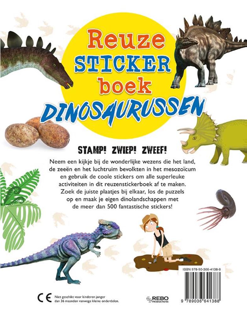 Load image into Gallery viewer, Rebo publishers stickerboek dinosaurussen. 3+
